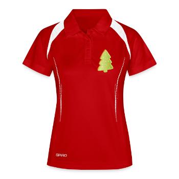 Biscuits au sapin de Noël avec glaçage vert - Polo respirant Femme - blanc/marine - Devant