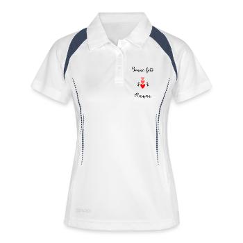 FÊTE DES MÈRES,BONNE FÊTE MAMAN,MAMAN,JE T'AIME - Polo respirant Femme - blanc/marine - Devant