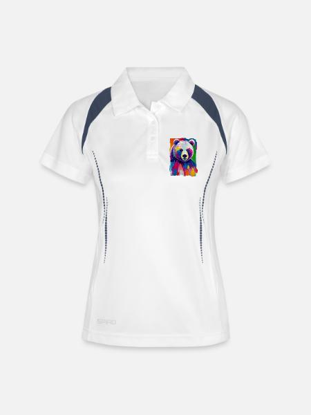 Multicolored painting Bear portrait - Women's Polo breathable - white/navy