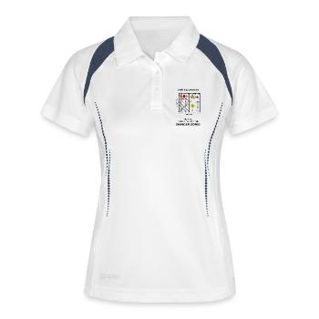 Danger Love Stop: Urban Romance Collage - Frauen Polo atmungsaktiv - Weiß/Navy - Vorne