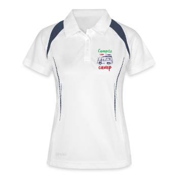 Campeurs qui vont au camp - Polo respirant Femme - blanc/marine - Devant