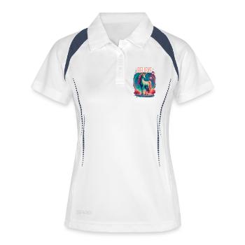 Believe in Unicorns - Frauen Polo atmungsaktiv - Weiß/Navy - Vorne