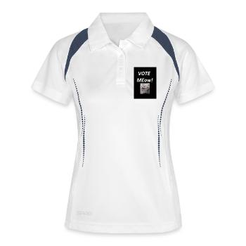 Vote Meow Katziger Wahlwitz - Frauen Polo atmungsaktiv - Weiß/Navy - Vorne