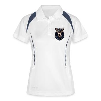 Hirsch Polizei - Frauen Polo atmungsaktiv - Weiß/Navy - Vorne