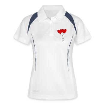 coeur rouge cadeau saint valentin - Polo respirant Femme - blanc/marine - Devant