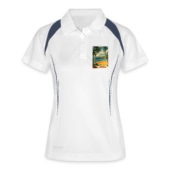 Aloha Beach Paysage Rétro - Polo respirant Femme - blanc/marine - Devant