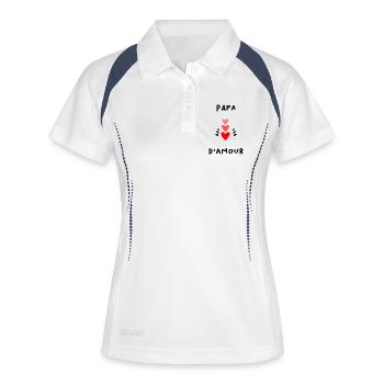 FÊTE DES PÈRES. BONNE FÊTE PAPA. PAPA. BONNE FÊTE. - Polo respirant Femme - blanc/marine - Devant