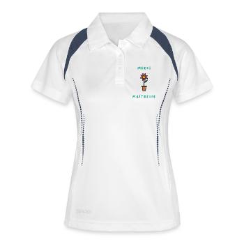 GELIEBTE. VIELEN DANK. DANKE HERRIN - Frauen Polo atmungsaktiv - Weiß/Navy - Vorne