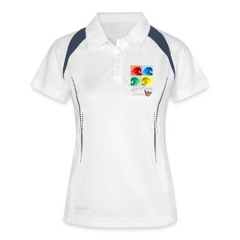 Surfen, Surfen, Surfzeit - Frauen Polo atmungsaktiv - Weiß/Navy - Vorne