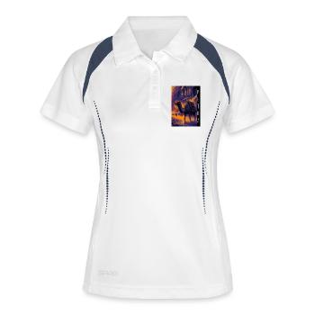 Petra in Jordanien - Frauen Polo atmungsaktiv - Weiß/Navy - Vorne