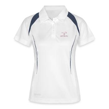 Typographie un peu dramatique - Polo respirant Femme - blanc/marine - Devant
