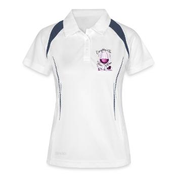 Wein Enthusiasten - Frauen Polo atmungsaktiv - Weiß/Navy - Vorne