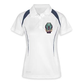 Retro Label Shirt 3. / Lucanus formosus - Frauen Polo atmungsaktiv - Weiß/Navy - Vorne