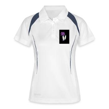 Illustration de surf et de palmier lumineux - Polo respirant Femme - blanc/marine - Devant