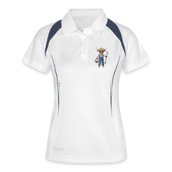 Le bétail Highland, l’habitant le plus câlin de la ferme - Polo respirant Femme - blanc/marine - Devant