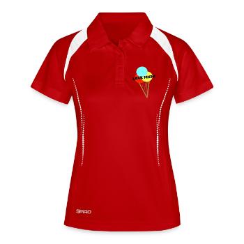 Ach, Leck mich! - Frauen Polo atmungsaktiv - Rot/Weiß - Vorne