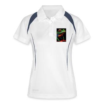Illustration d'une grenouille arboricole arc-en-ciel éclatante - Polo respirant Femme - blanc/marine - Devant