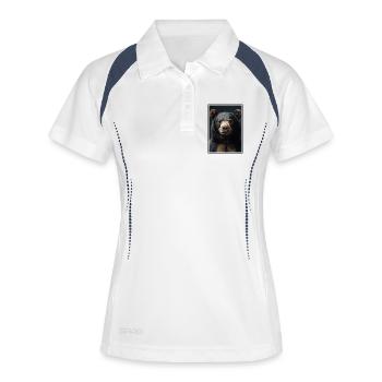 Sun Bear Malaienbär - Frauen Polo atmungsaktiv - Weiß/Navy - Vorne