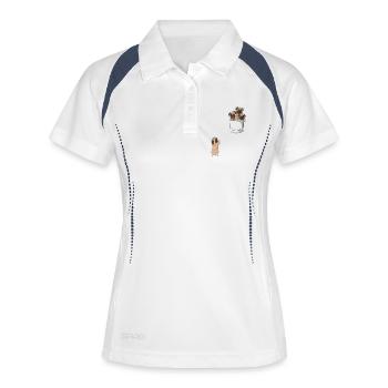 T-shirt à poche Cute Pugs - Polo respirant Femme - blanc/marine - Devant