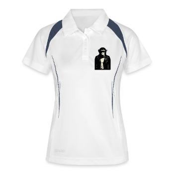 Portrait de Monkey Punk Rocker Rebel - Polo respirant Femme - blanc/marine - Devant