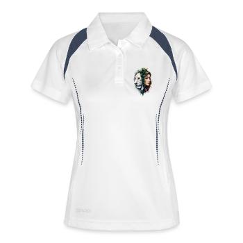 Floral Lion Femme Visage - Polo respirant Femme - blanc/marine - Devant