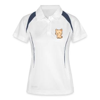 Chaton mignon Kawaii - Polo respirant Femme - blanc/marine - Devant