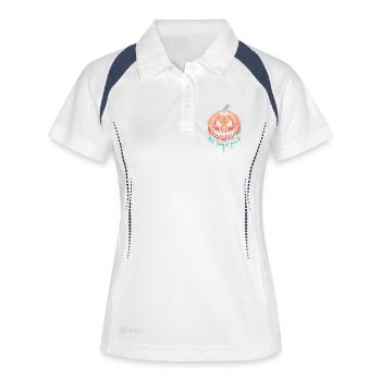 Kürbis Neon Graffiti Halloween - Frauen Polo atmungsaktiv - Weiß/Navy - Vorne
