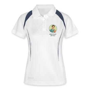 Arbeitszeitbetrug Retro Motiv - Frauen Polo atmungsaktiv - Weiß/Navy - Vorne