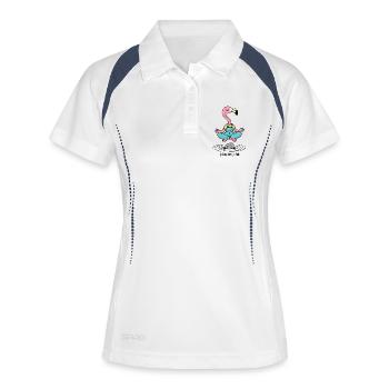 Flamant en lévitation yoga zen - Polo respirant Femme - blanc/marine - Devant
