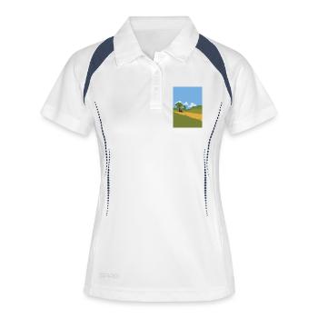Postbote auf dem Fahrrad - Frauen Polo atmungsaktiv - Weiß/Navy - Vorne