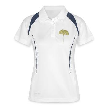Feuille de ginkgo - Polo respirant Femme - blanc/marine - Devant