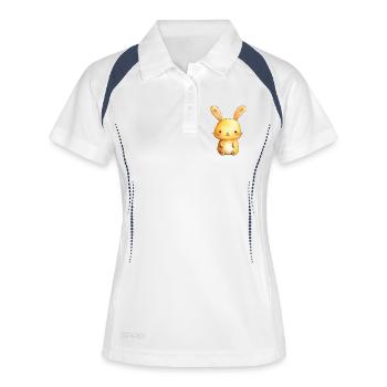 Süßes kleines Kaninchen – Niedliche Babyillustration - Frauen Polo atmungsaktiv - Weiß/Navy - Vorne