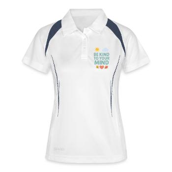 Sei freundlich zu deinem Geist - Frauen Polo atmungsaktiv - Weiß/Navy - Vorne