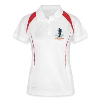 Was würde Shackleton tun? - Frauen Polo atmungsaktiv - Weiß/Navy - Vorne