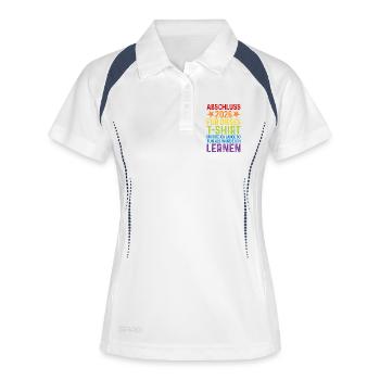 T-shirt de remise des diplômes 2026 disant Long Apprenez à faire semblant - Polo respirant Femme - blanc/marine - Devant