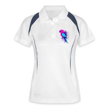Glitch pixeliger Geek-Papagei - Frauen Polo atmungsaktiv - Weiß/Navy - Vorne