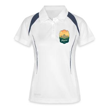 Madrid Vintage Sunset Reiseabzeichen - Frauen Polo atmungsaktiv - Weiß/Navy - Vorne