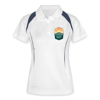 Neapel Mount Vesuvius Retro Reiseabzeichen - Frauen Polo atmungsaktiv - Weiß/Navy - Vorne