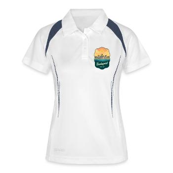 Insigne Vintage Sunset du Parlement de Budapest - Polo respirant Femme - blanc/marine - Devant
