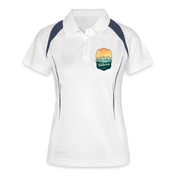 Badge de voyage Vintage Sunset de Valence Espagne - Polo respirant Femme - blanc/marine - Devant