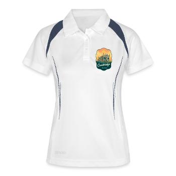 Insigne rétro du Cambridge Kings College - Polo respirant Femme - blanc/marine - Devant