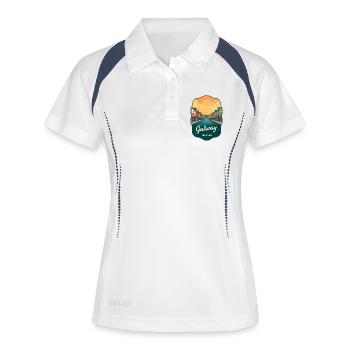 Badge de voyage vintage Sunset de Galway, Irlande - Polo respirant Femme - blanc/marine - Devant