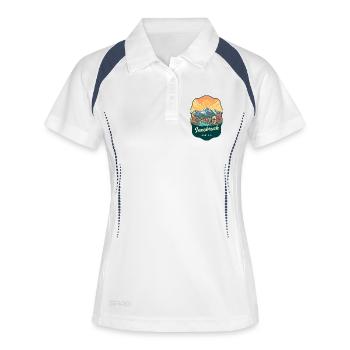 Innsbruck Alps Vintage Sunset Abzeichen - Frauen Polo atmungsaktiv - Weiß/Navy - Vorne