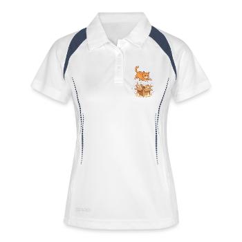 Cat Storm on Cardboard Box Cartoon - Women's Polo breathable - white/navy - Front