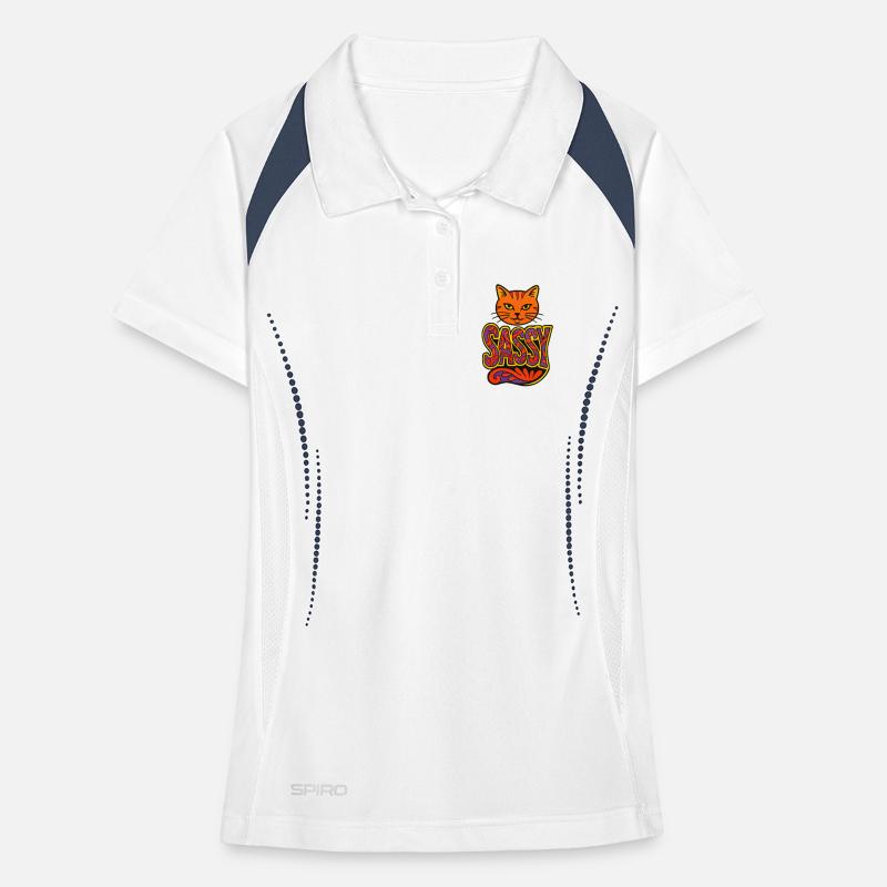 Sassy Cat Psychedelic Script Women's Polo breathable