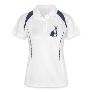 Süßer Pinguin Hase Fusion Cartoon Lustig Ostern - Frauen Polo atmungsaktiv - Weiß/Navy - Vorne
