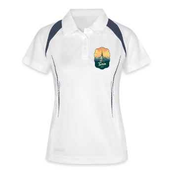 Turiner Maulwurf Antonelliana Vintage-Reiseabzeichen - Frauen Polo atmungsaktiv - Weiß/Navy - Vorne