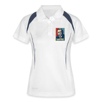 Sartre Pop Art Portrait - Polo respirant Femme - blanc/marine - Devant