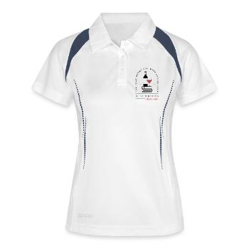 Wein-Buchclub, lustige, dunkle Liebesroman-Lesegruppe - Frauen Polo atmungsaktiv - Weiß/Navy - Vorne