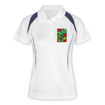 caméléon - Polo respirant Femme - blanc/marine - Devant